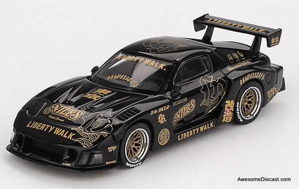 Mazda RX-7 LB-Super Silhouette FD-NILES, Black/Gold 1:64 Diecast Model Car by Mini GT