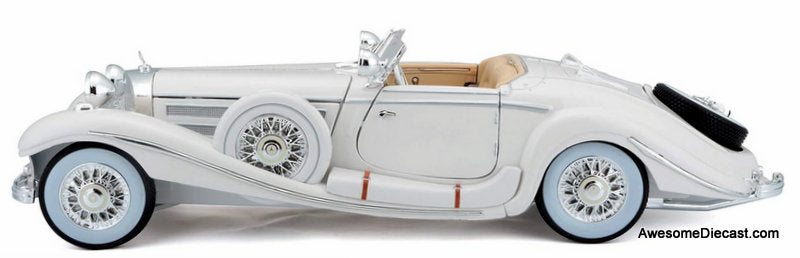 1936 Mercedes Benz 500 K Special Roadster, White 1:18 Diecast Model Car by Maisto