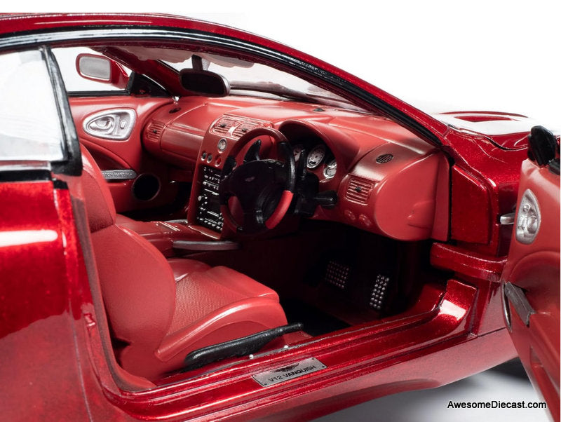 2005 Aston Martin V12 Vanquish, Toro Red Metallic 1:18 Diecast Model Car by Auto World