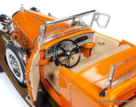 1932 Cadillac V16 Sport Phaeton, Orange/Bronze 1:18 Diecast Model Car by Auto World