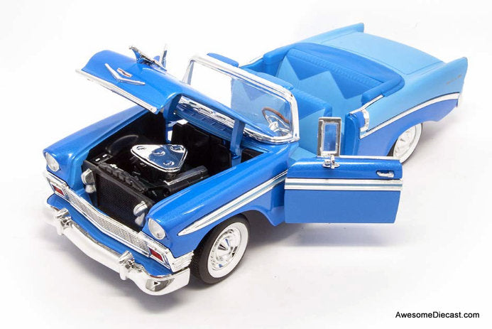 1956 Chevrolet Bel Air Convertible, Metallic Blue 1:18 Diecast Car Model