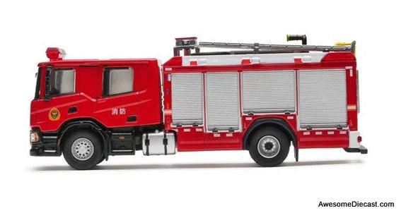 Scania P410 Compressed Air Foam Fire Truck, Chinese Fire Department 1:64 Diecast Model Fire Truck by Massdi