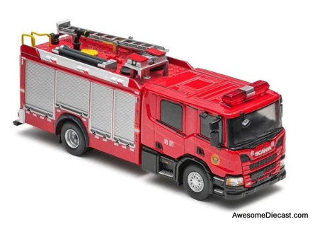 Scania P410 Compressed Air Foam Fire Truck, Chinese Fire Department 1:64 Diecast Model Fire Truck by Massdi