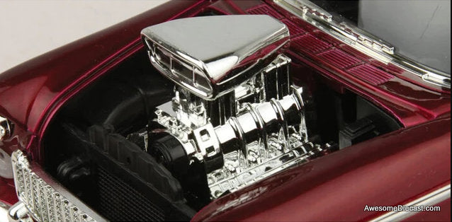 1955 Supercharged Chevrolet Bel Air, Burgundy Metallic 1:18 Diecast Model Car by Motor Max