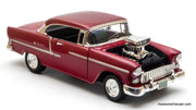 1955 Supercharged Chevrolet Bel Air, Burgundy Metallic 1:18 Diecast Model Car by Motor Max