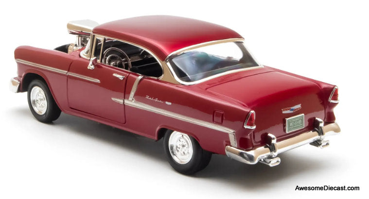 1955 Supercharged Chevrolet Bel Air, Burgundy Metallic 1:18 Diecast Model Car by Motor Max
