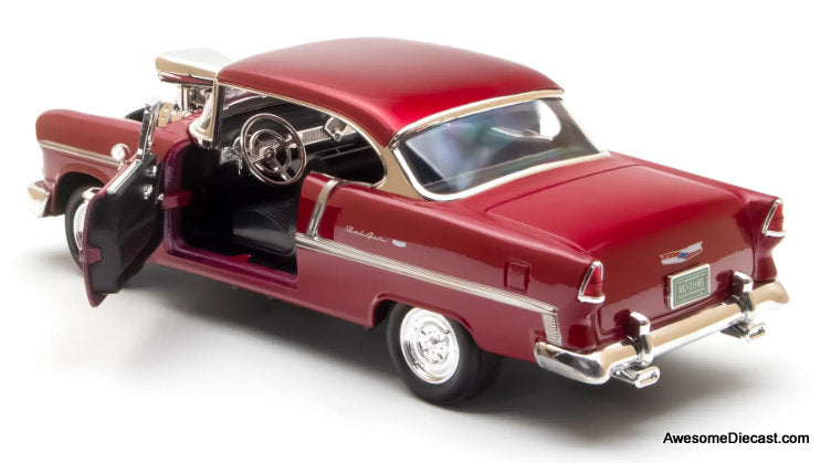 1955 Supercharged Chevrolet Bel Air, Burgundy Metallic 1:18 Diecast Model Car by Motor Max