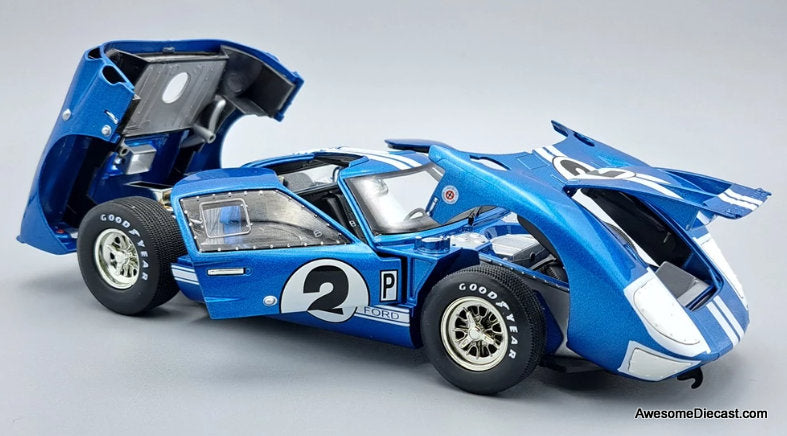 1966 Ford GT-40 MK II #2, Blue w/White Stripes 1:18 Diecast Model Car by Shelby Collectibles