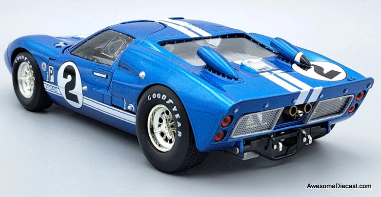 1966 Ford GT-40 MK II #2, Blue w/White Stripes 1:18 Diecast Model Car by Shelby Collectibles