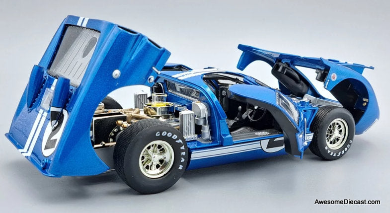 1966 Ford GT-40 MK II #2, Blue w/White Stripes 1:18 Diecast Model Car by Shelby Collectibles