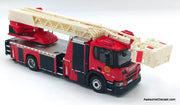 Scania P410 Ladder Truck, Hong Kong Fire Service 1:64 Diecast Fire Truck by Massdi