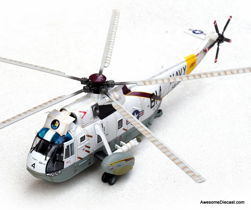 SH-3H Sea King 149923/NF 614, Helicopter Anti-Submarine Warfare Squadron 12 (HS-12) "Wyverns," Carrier Air Wing 5, USS Midway (CV-41), U.S. Navy, 1980s 1:72 Diecast Model Helicopter by Legion Models