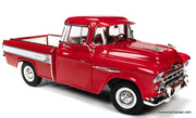 1957 Chevrolet Cameo Pick-Up Truck, Cardinal Red/White 1:18 Diecast Model Truck by Auto World