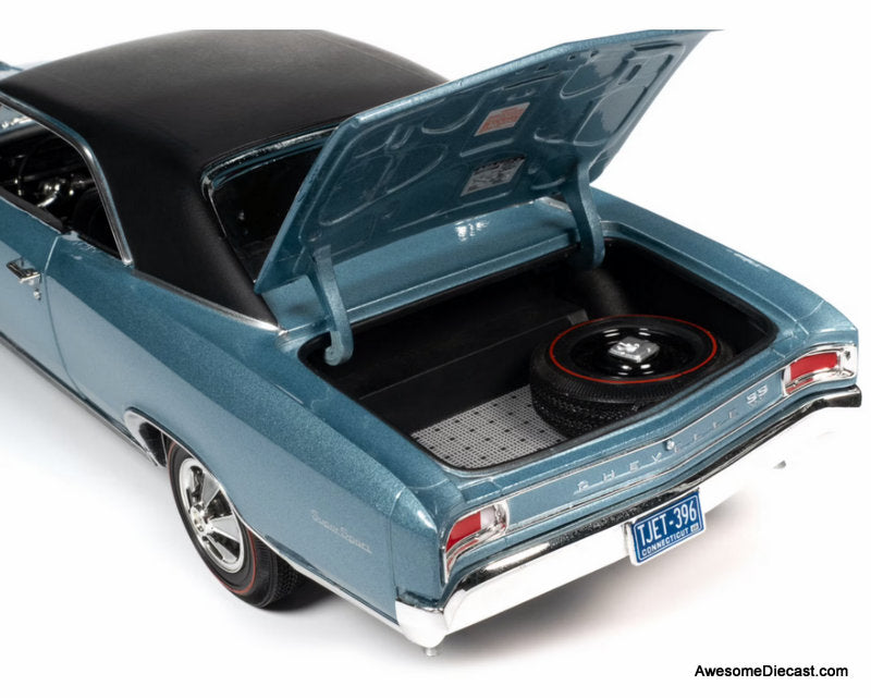 1966 Chevrolet Chevelle SS 396 Hardtop Blue Mist Metallic w/Black Roof 1:18 Diecast Model Car by Auto World