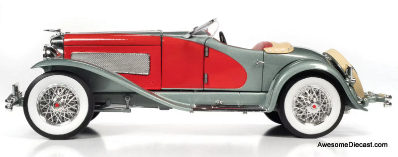 1935 Duesenberg SSJ Speedster, Red/Silver 1:18 Diecast Model Car by Auto World
