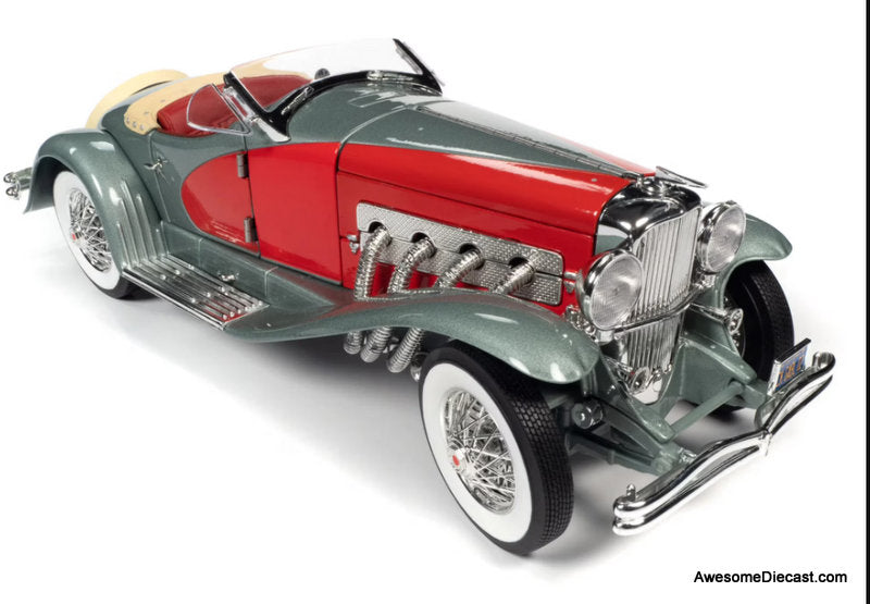 1935 Duesenberg SSJ Speedster, Red/Silver 1:18 Diecast Model Car by Auto World