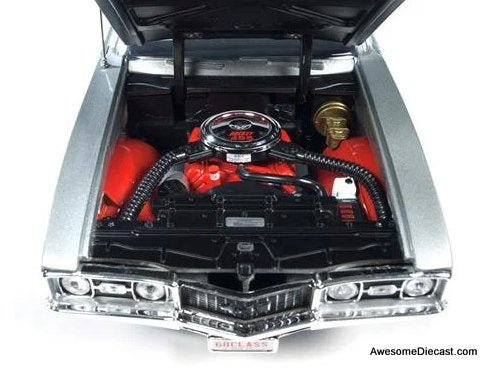 1968 Oldsmobile Cutlass Hurst, Silver (White Interior) 1:18 Diecast Model Car by Auto World