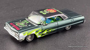 Chevrolet Impala Lowrider, Green: Rat Fink 1:64 Diecast Model Car by Fine Works64