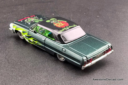 Chevrolet Impala Lowrider, Green: Rat Fink 1:64 Diecast Model Car by Fine Works64