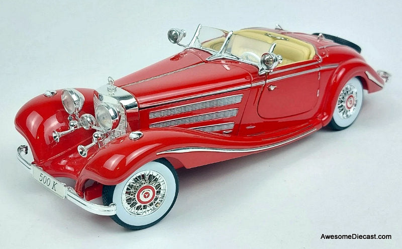 1936 Mercedes Benz 500 K Special Roadster, Red 1:18 Diecast Model Car by Maisto