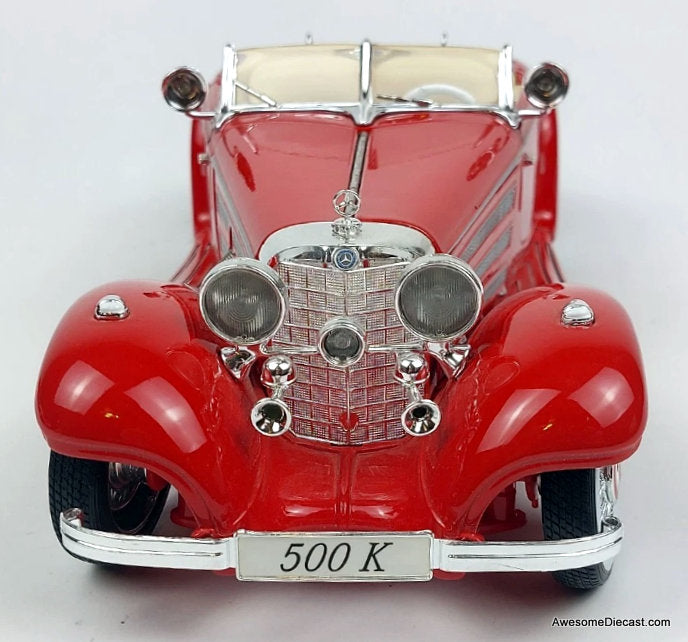 1936 Mercedes Benz 500 K Special Roadster, Red 1:18 Diecast Model Car by Maisto
