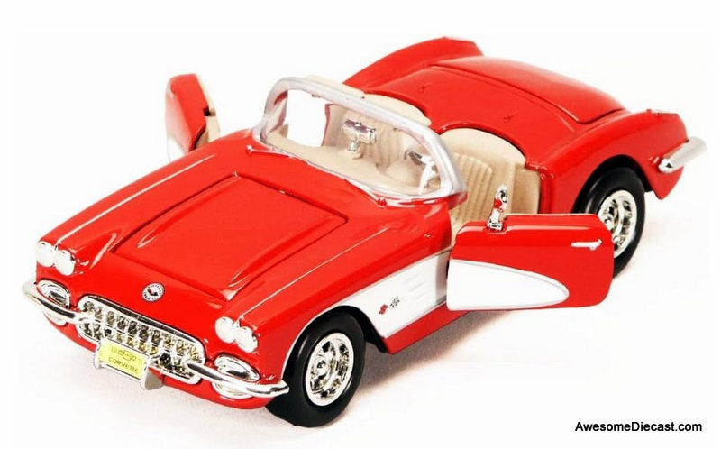 1959 Chevrolet Corvette Convertible, Red/White 1:24 Diecast Model Car by Motormax