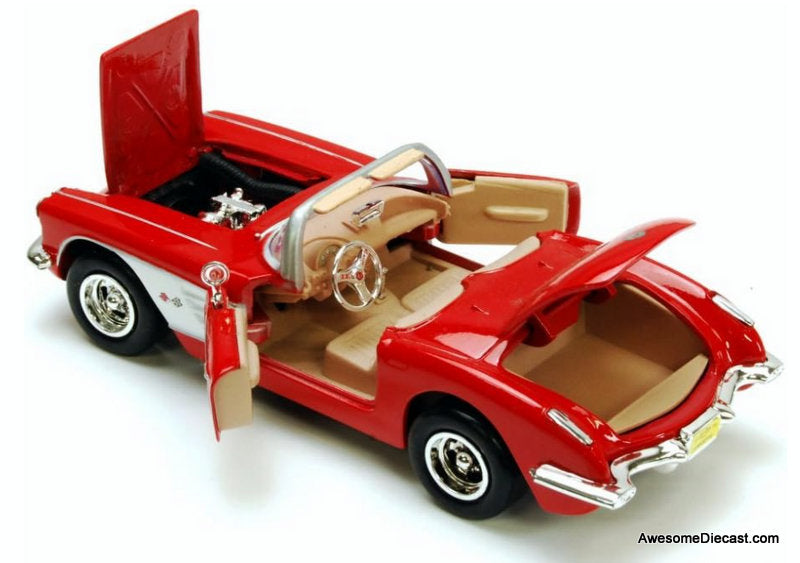 1959 Chevrolet Corvette Convertible, Red/White 1:24 Diecast Model Car by Motormax