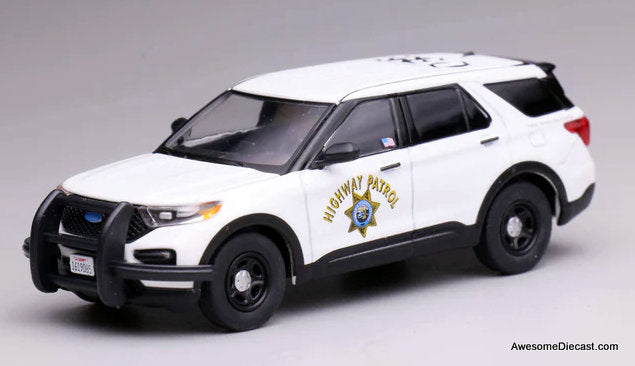 2020 Ford Explorer Police Interceptor, White: California Highway Patrol 1:64 Diecast Model Car by 596 Model