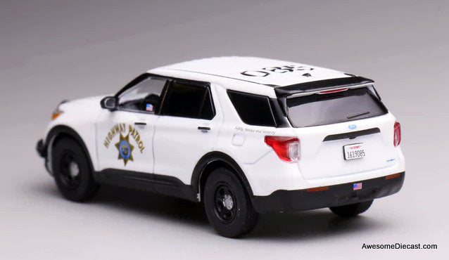 2020 Ford Explorer Police Interceptor, White: California Highway Patrol 1:64 Diecast Model Car by 596 Model