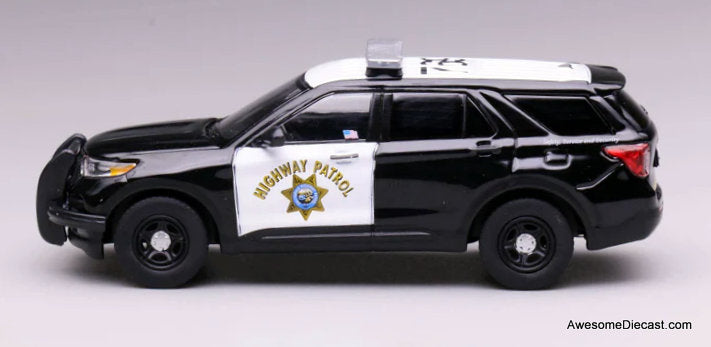 2020 Ford Explorer Police Interceptor, Black California Highway Patrol 1:64 Diecast Model Car by 596 Model