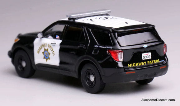 2020 Ford Explorer Police Interceptor, Black California Highway Patrol 1:64 Diecast Model Car by 596 Model