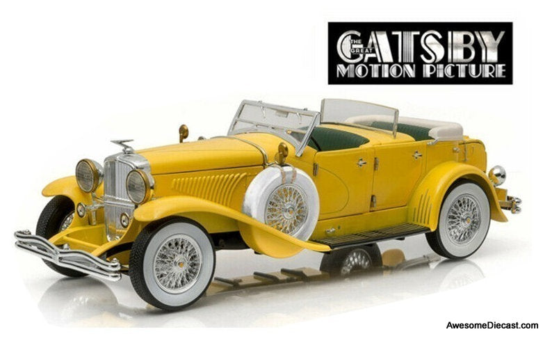 1929 Duesenberg 11 SJ Convertible, Yellow 1:18 Diecast Model Car by Greenlight