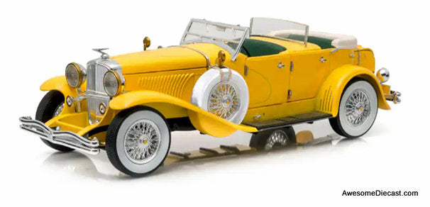 1929 Duesenberg 11 SJ Convertible, Yellow 1:18 Diecast Model Car by Greenlight
