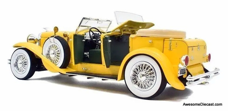 1929 Duesenberg 11 SJ Convertible, Yellow 1:18 Diecast Model Car by Greenlight
