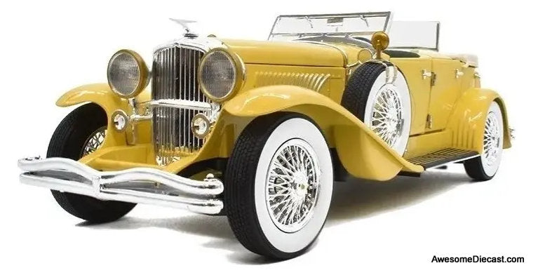1929 Duesenberg 11 SJ Convertible, Yellow 1:18 Diecast Model Car by Greenlight