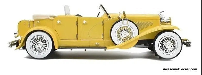 1929 Duesenberg 11 SJ Convertible, Yellow 1:18 Diecast Model Car by Greenlight
