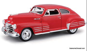 1948 Chevrolet Aerosedan Fleetline, Red 1:24 Diecast Model Car by Motor Max