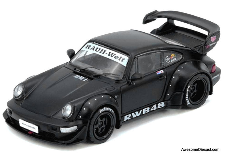 Porsche 964 RWB, Matte Black 1:64 diecast Model Car by Inno64