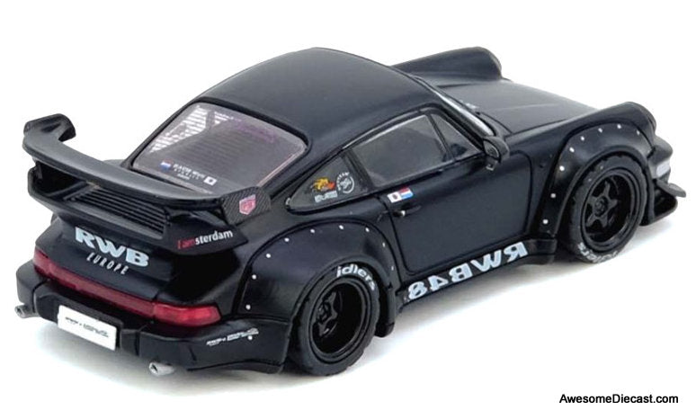 Porsche 964 RWB, Matte Black 1:64 diecast Model Car by Inno64