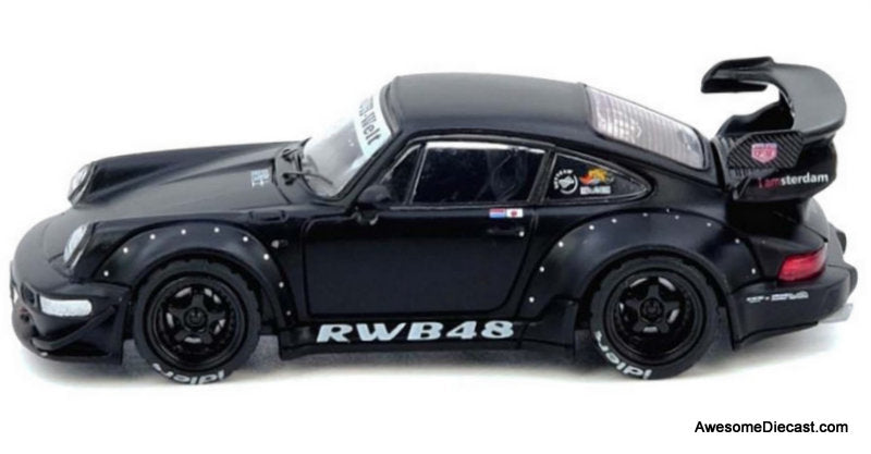 Porsche 964 RWB, Matte Black 1:64 diecast Model Car by Inno64