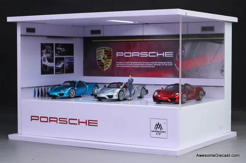 Porsche Rotating Display Booth w/Lighting 1:64 Diorama by MoreArt