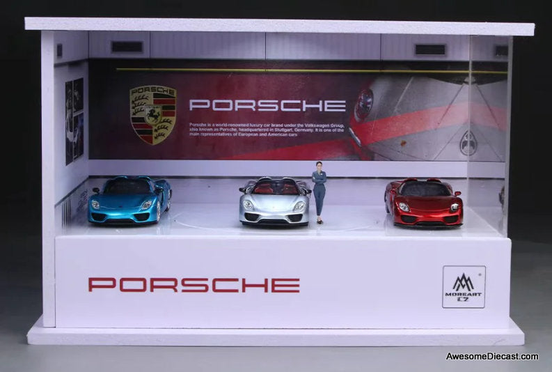 Porsche Rotating Display Booth w/Lighting 1:64 Diorama by MoreArt