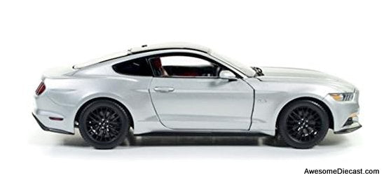 2017 Ford Mustang Gt 5.0, Ingot Silver/Black Roof 1:18 Diecast Model Car by Auto World