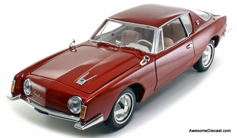 1963 Studebaker Avanti, Dark Red 1:18 Diecast Model Car by Signature Models