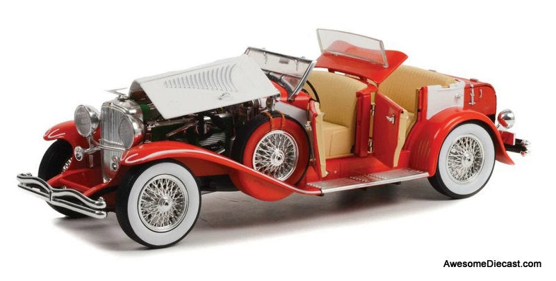 1935 Duesenberg II SJ, Red/White 1:18 Diecast Model Car by Greenlight