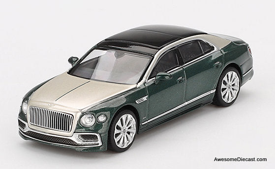 Bentley Flying Spur White Sand/Verdant Green 1:64 Diecast model Car by Mini GT