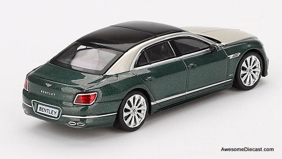 Bentley Flying Spur White Sand/Verdant Green 1:64 Diecast model Car by Mini GT