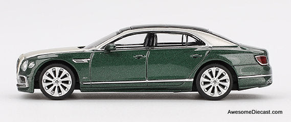 Bentley Flying Spur White Sand/Verdant Green 1:64 Diecast model Car by Mini GT