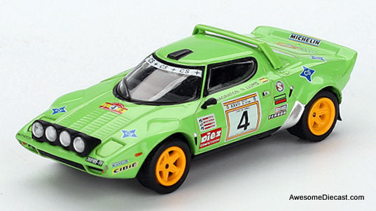 1979 Lancia Stratos HF, Green #4 1979 Spanish Rally Champion 1:64 Diecast model car by Mini GT