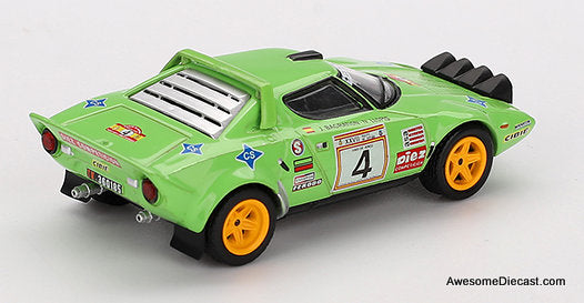 1979 Lancia Stratos HF, Green #4 1979 Spanish Rally Champion 1:64 Diecast model car by Mini GT